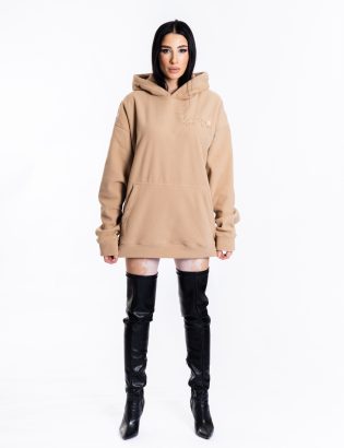 BEIGE GRID HOODIE