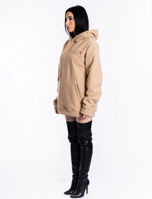 BEIGE GRID HOODIE