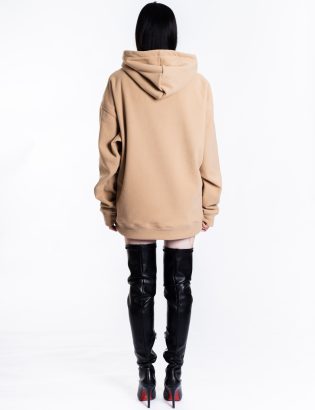 BEIGE GRID HOODIE