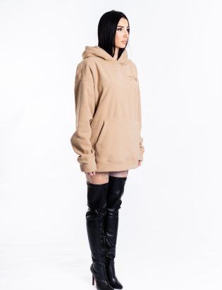 BEIGE GRID HOODIE