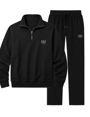 BLACK QUARTER-ZIP TRACKSUIT